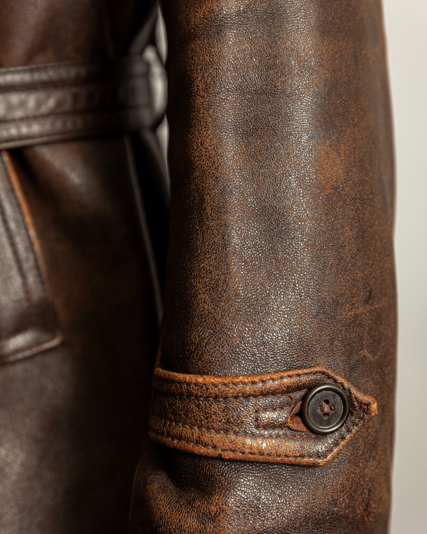 Vintage 1940s French “Le Cuir du Centaure” Leather Motorcycle Jacket – Large (44)