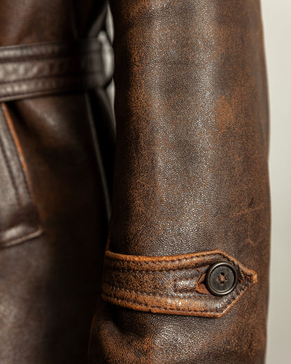 Vintage 1940s French “Le Cuir du Centaure” Leather Motorcycle Jacket – Large (44)