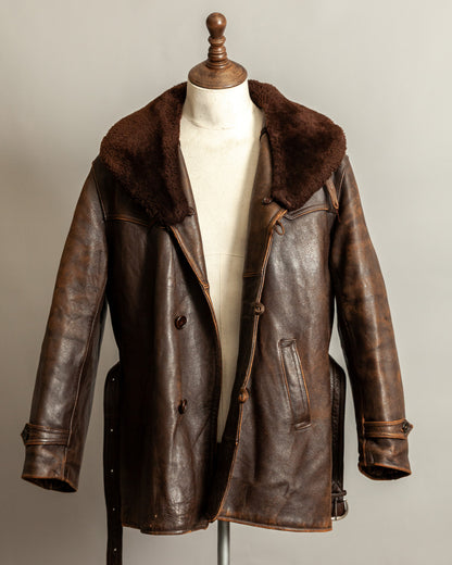 Vintage 1940s French “Le Cuir du Centaure” Leather Motorcycle Jacket – Large (44)