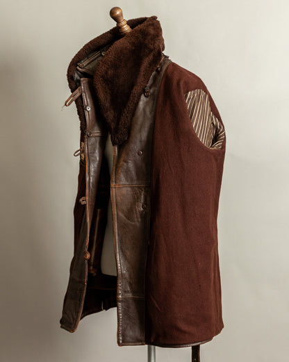 Vintage 1940s French “Le Cuir du Centaure” Leather Motorcycle Jacket – Large (44)