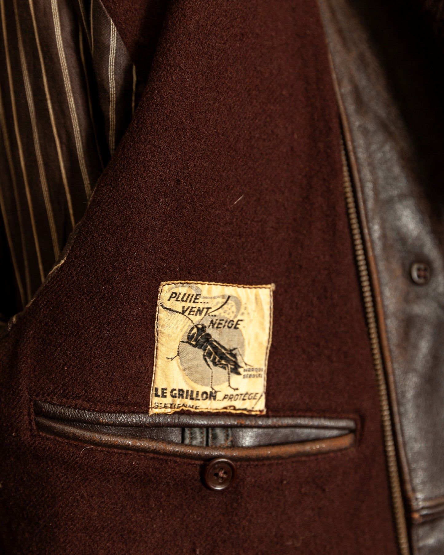 Vintage 1940s French “Le Cuir du Centaure” Leather Motorcycle Jacket – Large (44)