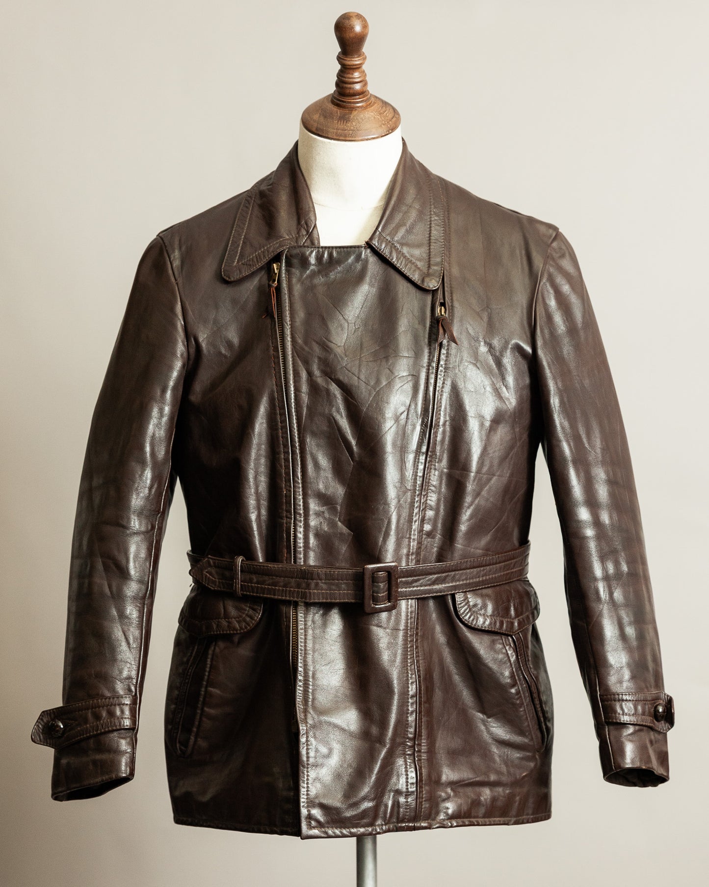 Vintage 1940s German Horsehide Motorcycle Dispatch Rider Jacket - M/L (42)