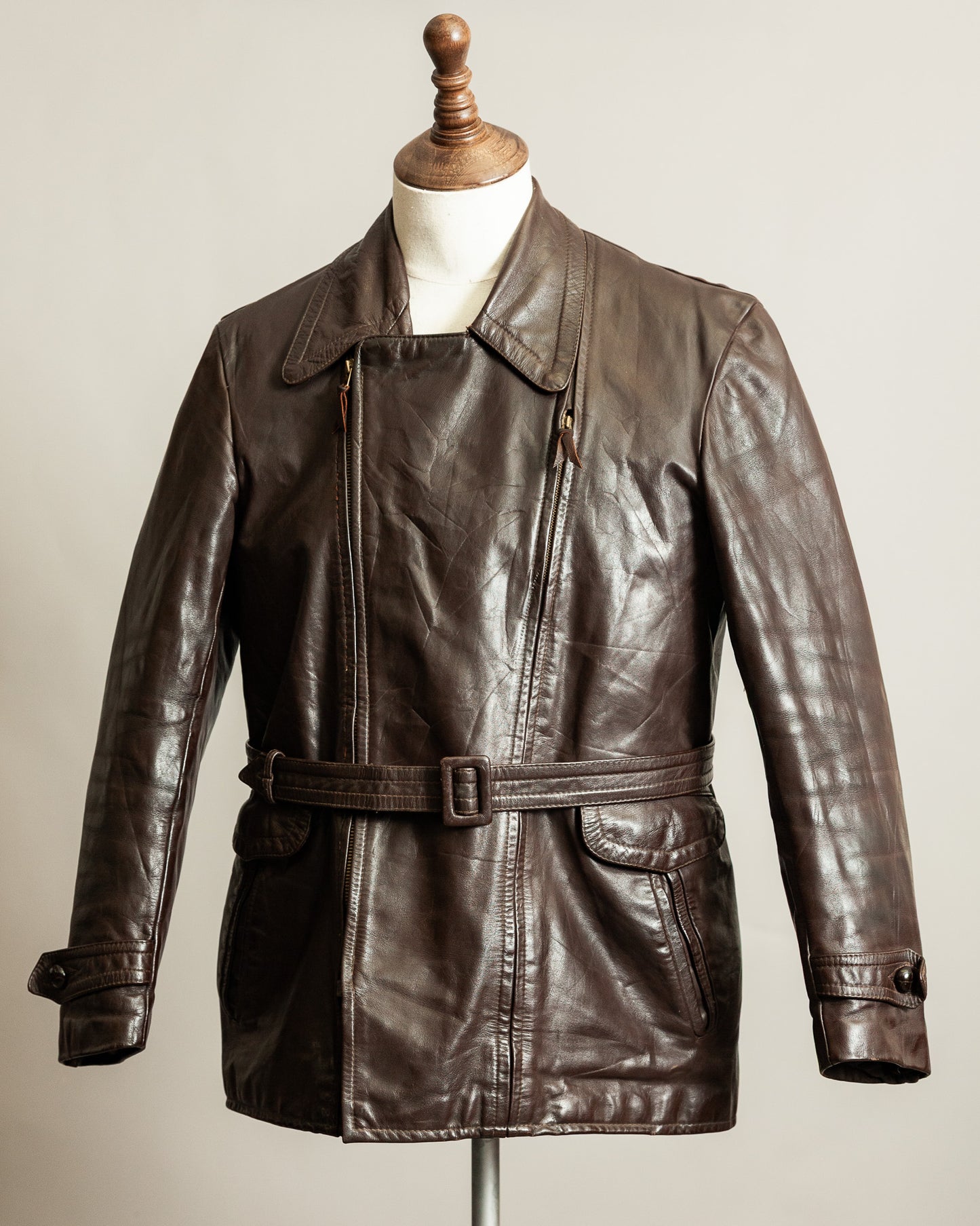Vintage 1940s German Horsehide Motorcycle Dispatch Rider Jacket - M/L (42)