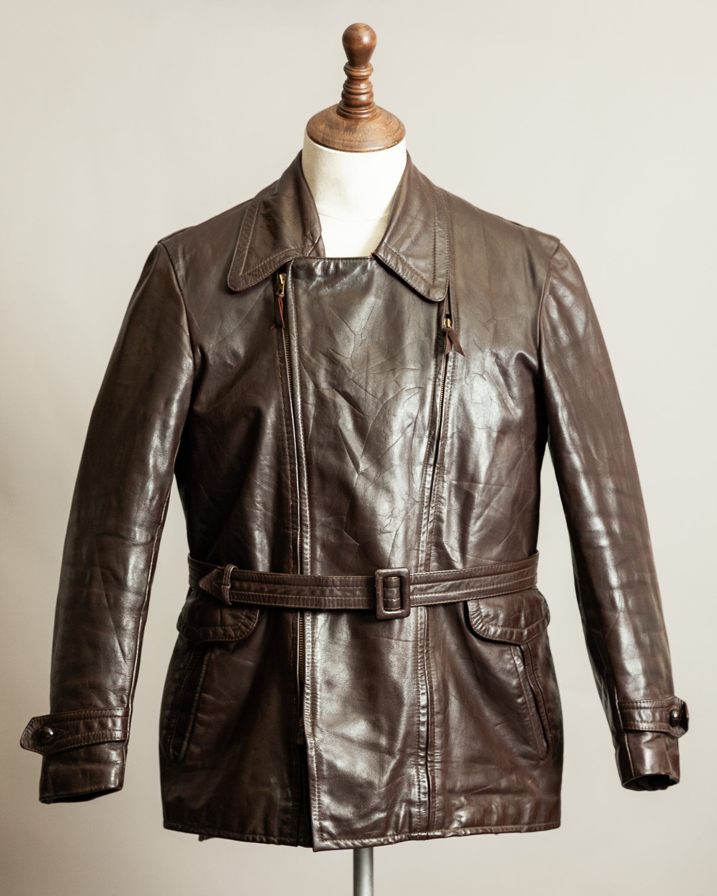 Vintage 1940s German Horsehide Motorcycle Dispatch Rider Jacket - M/L (42)