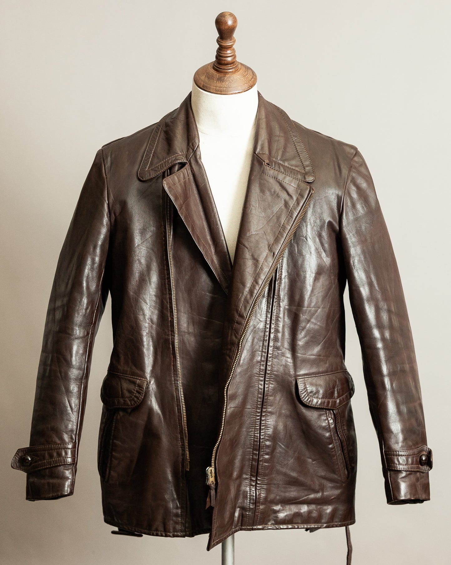 Vintage 1940s German Horsehide Motorcycle Dispatch Rider Jacket - M/L (42)