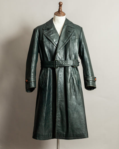 Vintage 1940s German Officer’s Horsehide Leather Trench Coat Large (44)