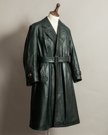 Vintage 1940s German Officer’s Horsehide Leather Trench Coat Large (44)