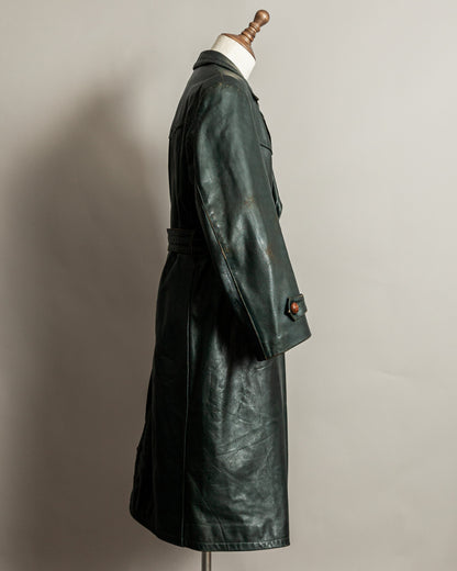 Vintage 1940s German Officer’s Horsehide Leather Trench Coat Large (44)