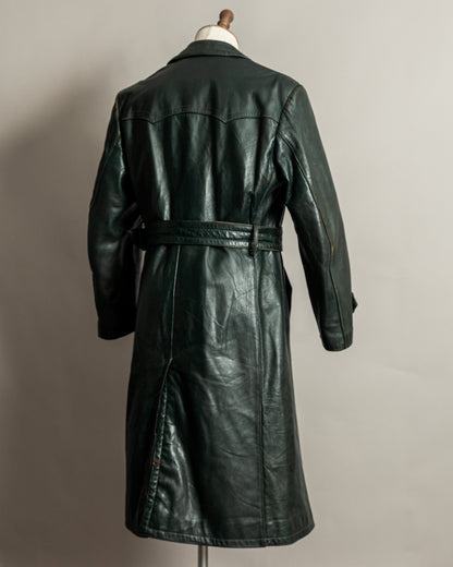 Vintage 1940s German Officer’s Horsehide Leather Trench Coat Large (44)