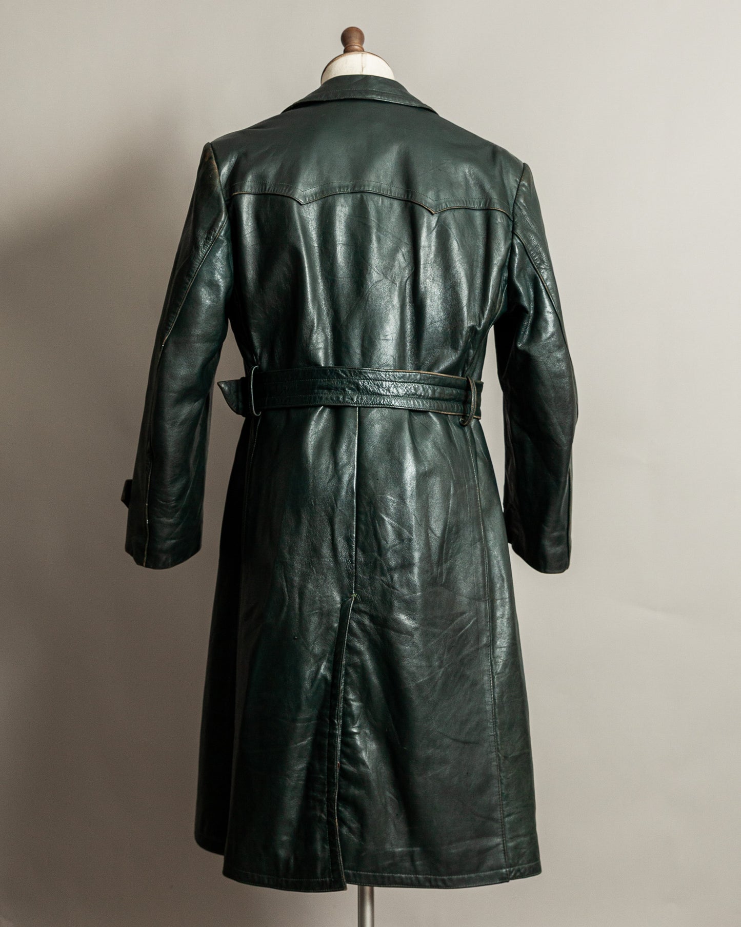 Vintage 1940s German Officer’s Horsehide Leather Trench Coat Large (44)