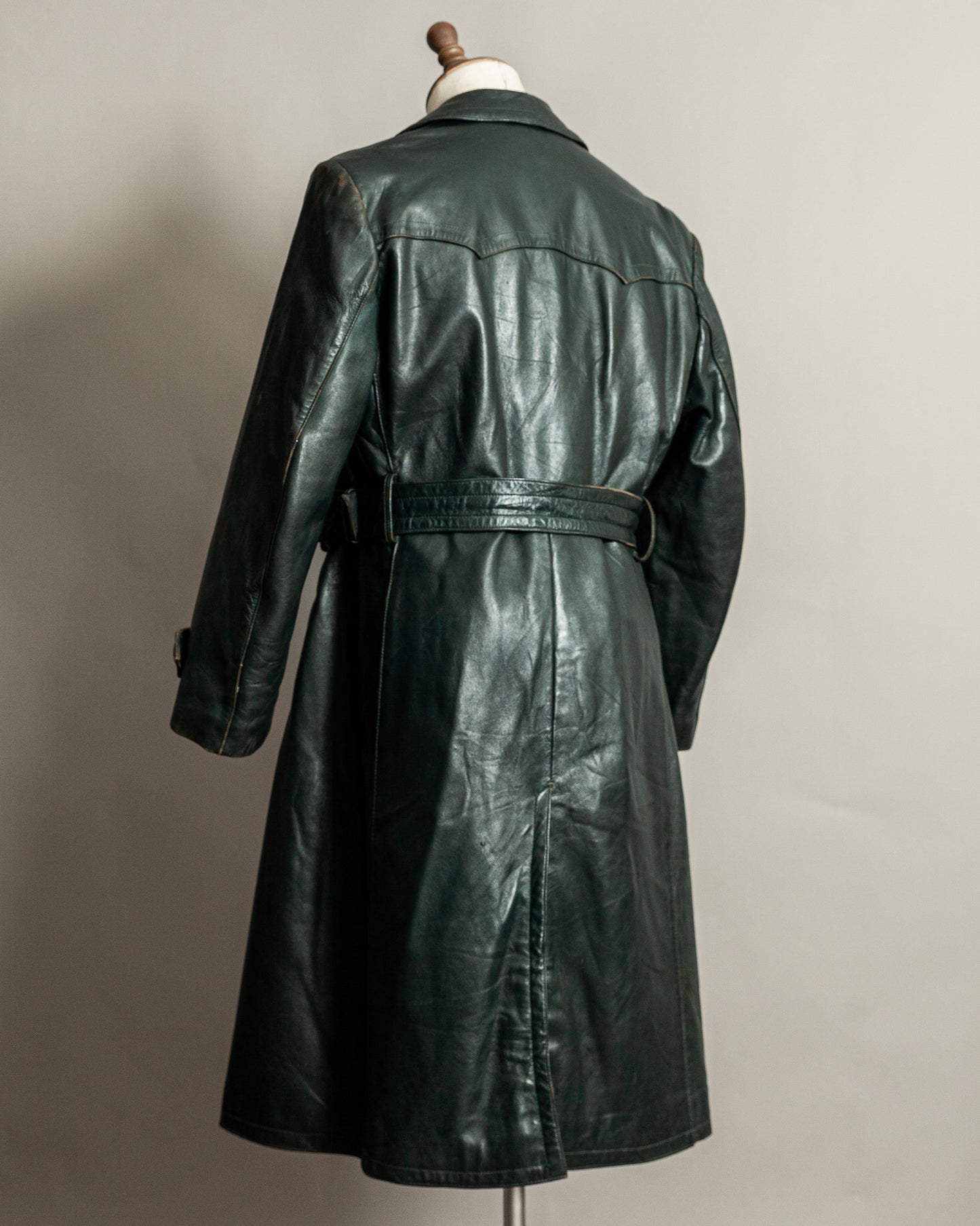 Vintage 1940s German Officer’s Horsehide Leather Trench Coat Large (44)