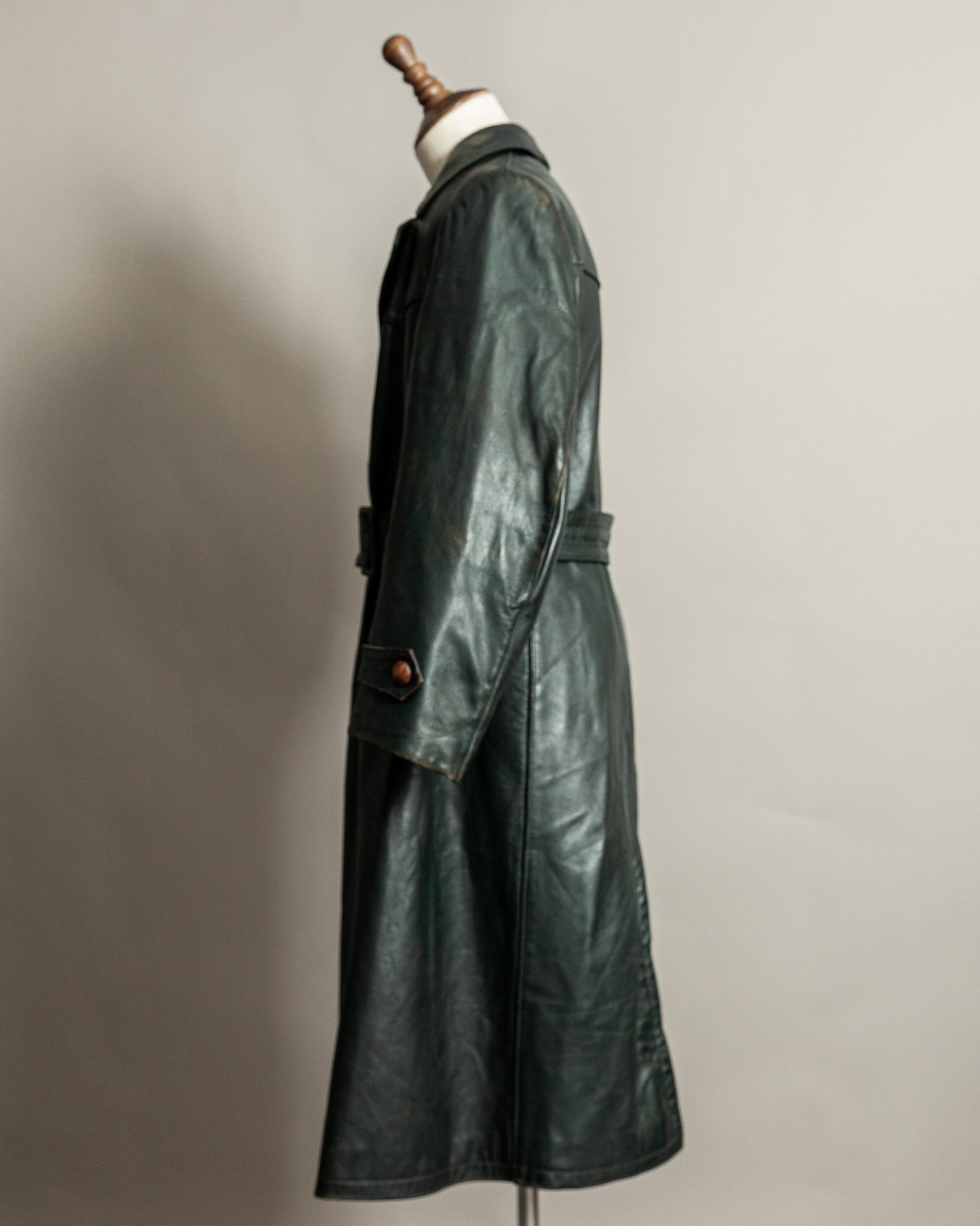 Vintage 1940s German Officer’s Horsehide Leather Trench Coat Large (44)