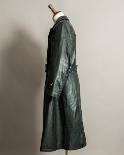 Vintage 1940s German Officer’s Horsehide Leather Trench Coat Large (44)