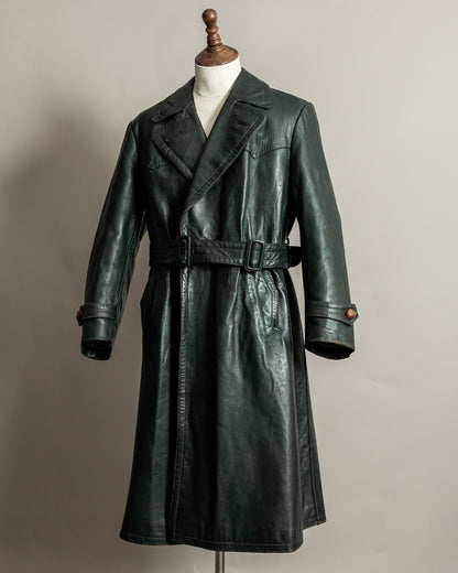 Vintage 1940s German Officer’s Horsehide Leather Trench Coat Large (44)