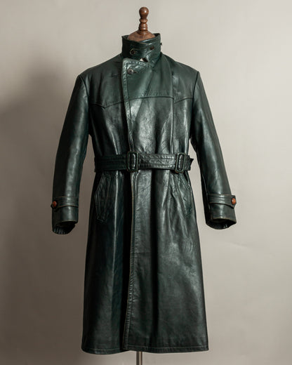 Vintage 1940s German Officer’s Horsehide Leather Trench Coat Large (44)