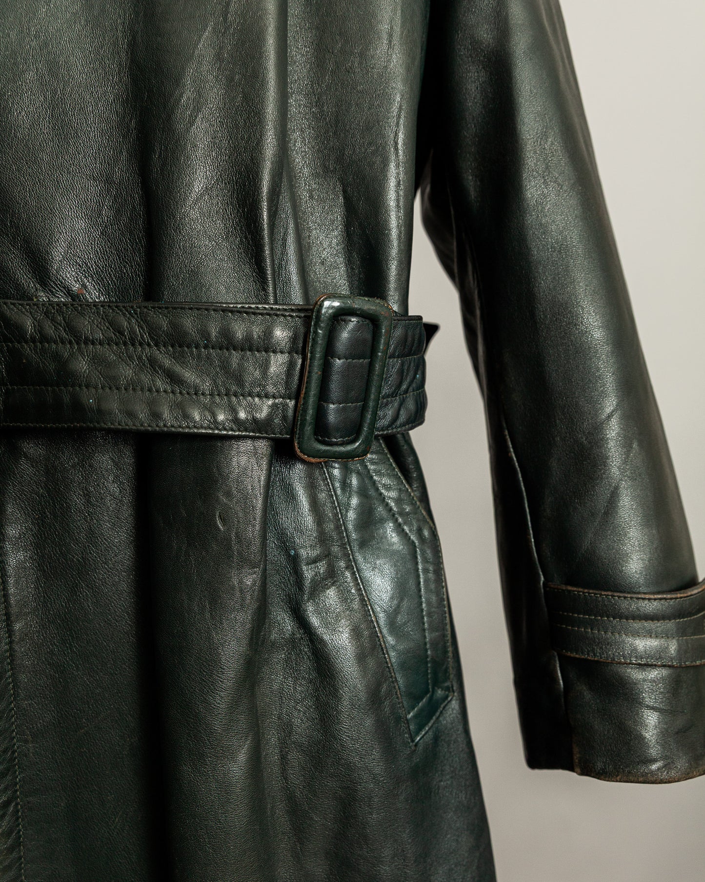 Vintage 1940s German Officer’s Horsehide Leather Trench Coat Large (44)