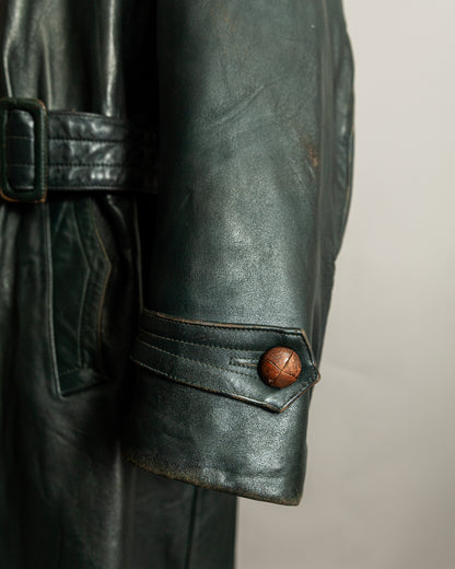 Vintage 1940s German Officer’s Horsehide Leather Trench Coat Large (44)