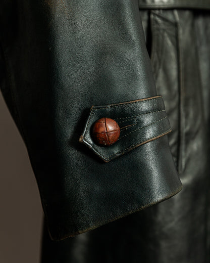 Vintage 1940s German Officer’s Horsehide Leather Trench Coat Large (44)