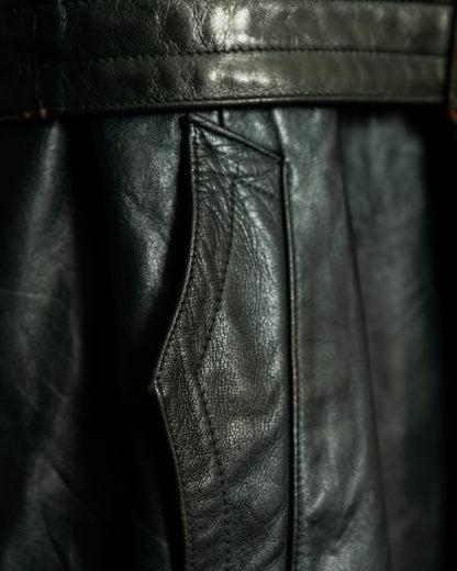 Vintage 1940s German Officer’s Horsehide Leather Trench Coat Large (44)