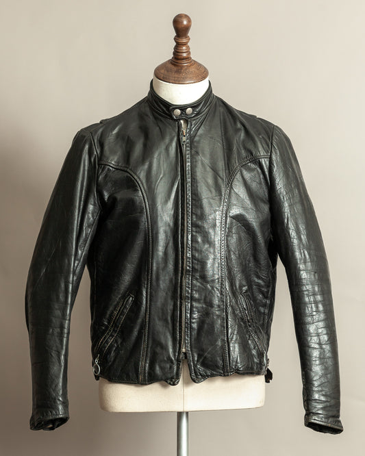 Vintage 1960s Brooks Café Racer Leather Jacket with Talon Zippers – S/M (40)