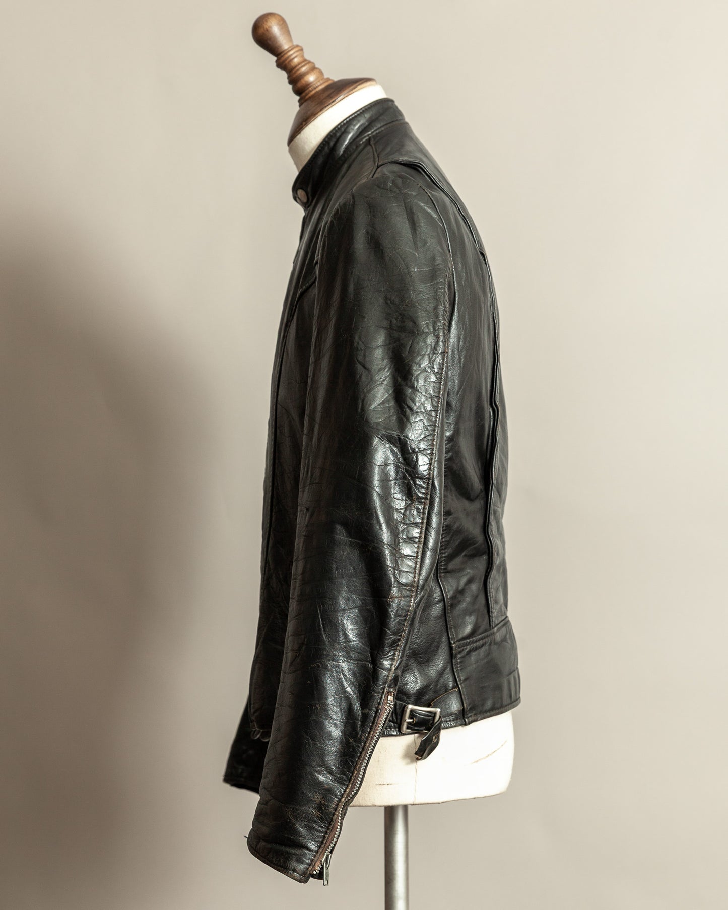 Vintage 1960s Brooks Café Racer Leather Jacket with Talon Zippers – S/M (40)