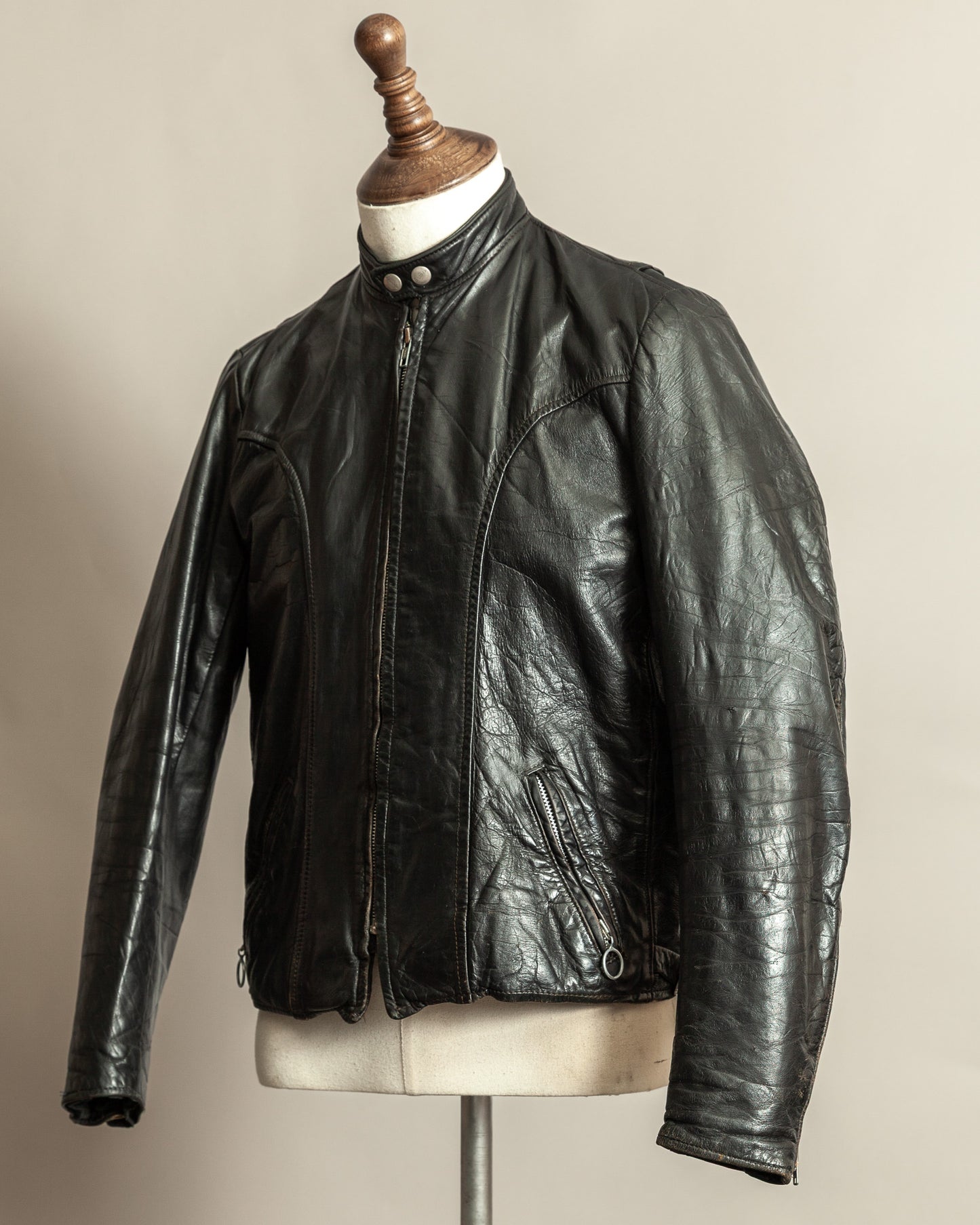 Vintage 1960s Brooks Café Racer Leather Jacket with Talon Zippers – S/M (40)