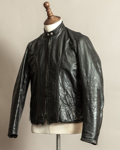 Vintage 1960s Brooks Café Racer Leather Jacket with Talon Zippers – S/M (40)