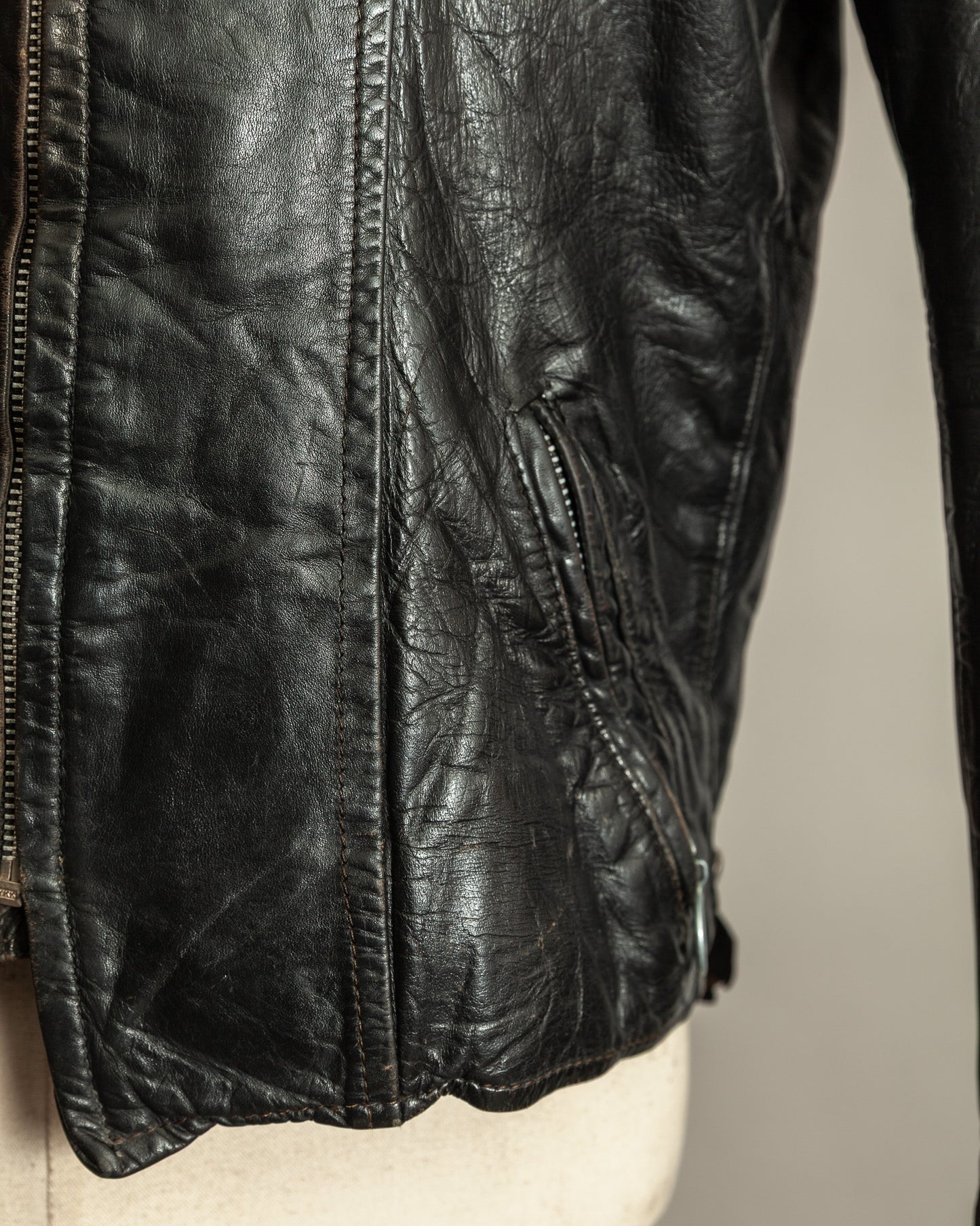 Vintage 1960s Brooks Café Racer Leather Jacket with Talon Zippers – S/M (40)