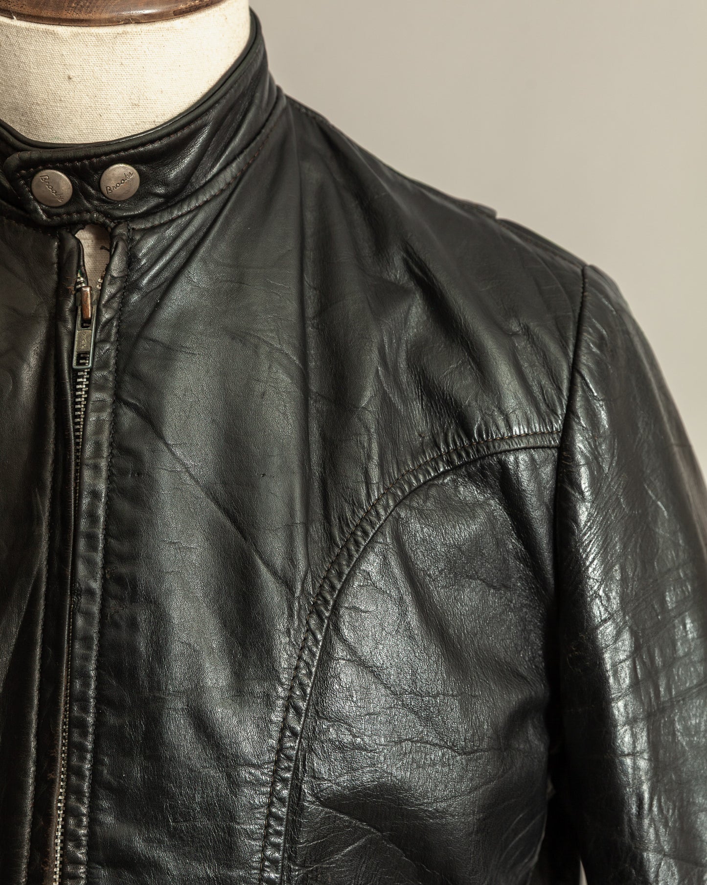 Vintage 1960s Brooks Café Racer Leather Jacket with Talon Zippers – S/M (40)