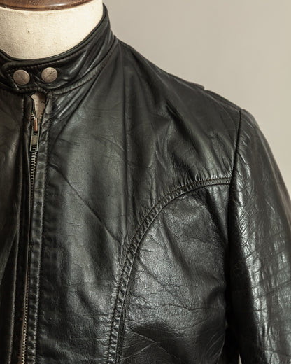Vintage 1960s Brooks Café Racer Leather Jacket with Talon Zippers – S/M (40)