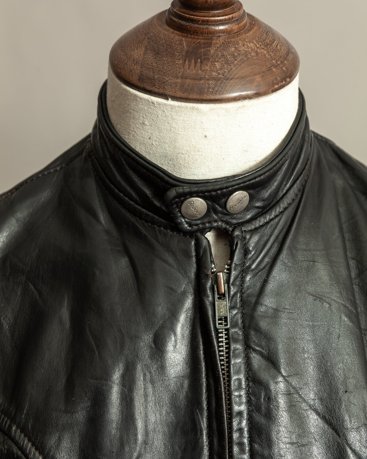 Vintage 1960s Brooks Café Racer Leather Jacket with Talon Zippers – S/M (40)
