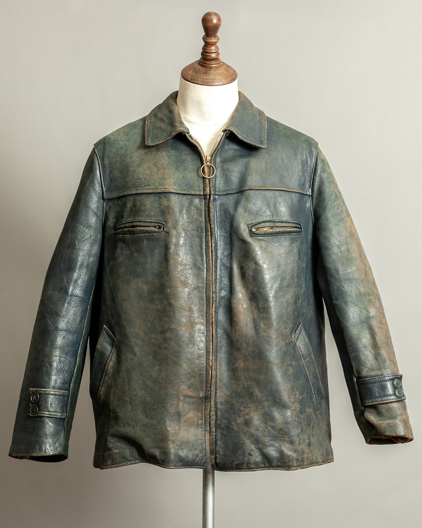 Vintage 1940s French Leather Work Jacket Large (44)