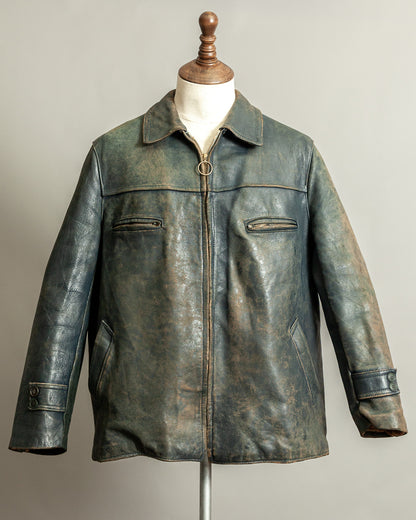 Vintage 1940s French Leather Work Jacket Large (44)