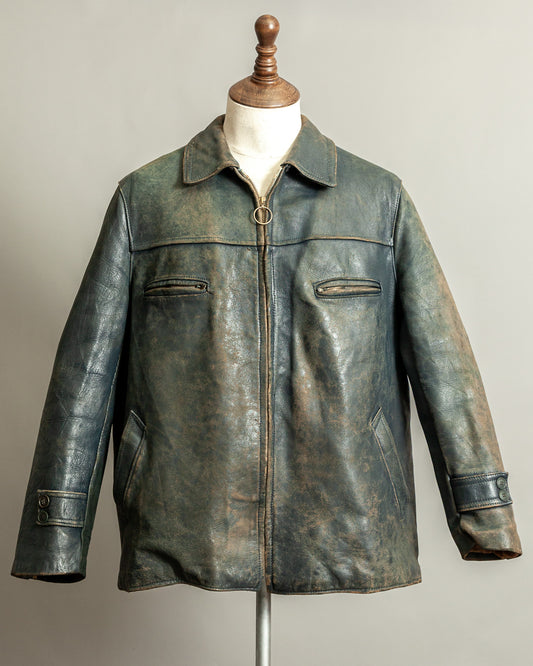 Vintage 1940s French Leather Work Jacket Large (44)