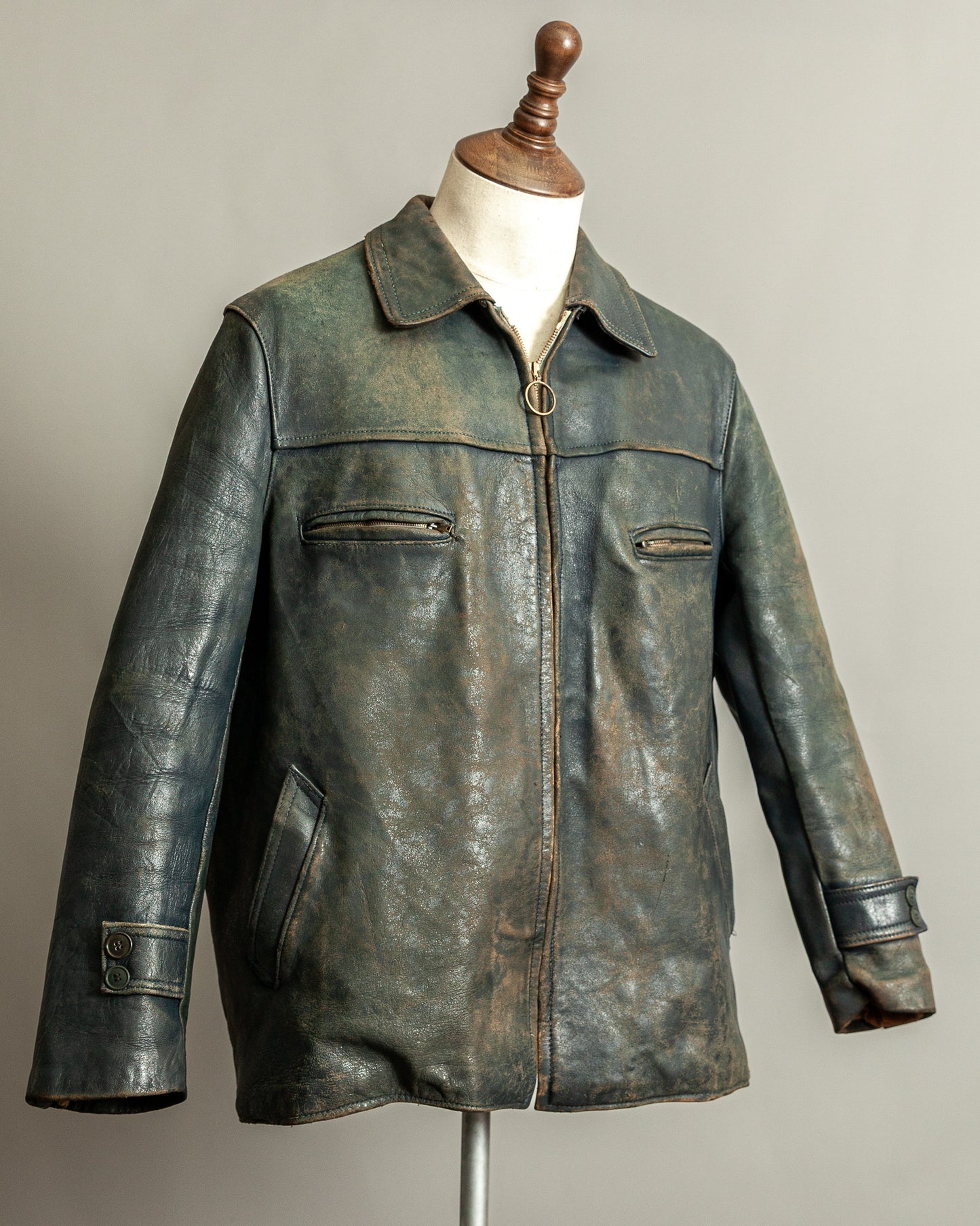 Vintage 1940s French Leather Work Jacket Large (44)