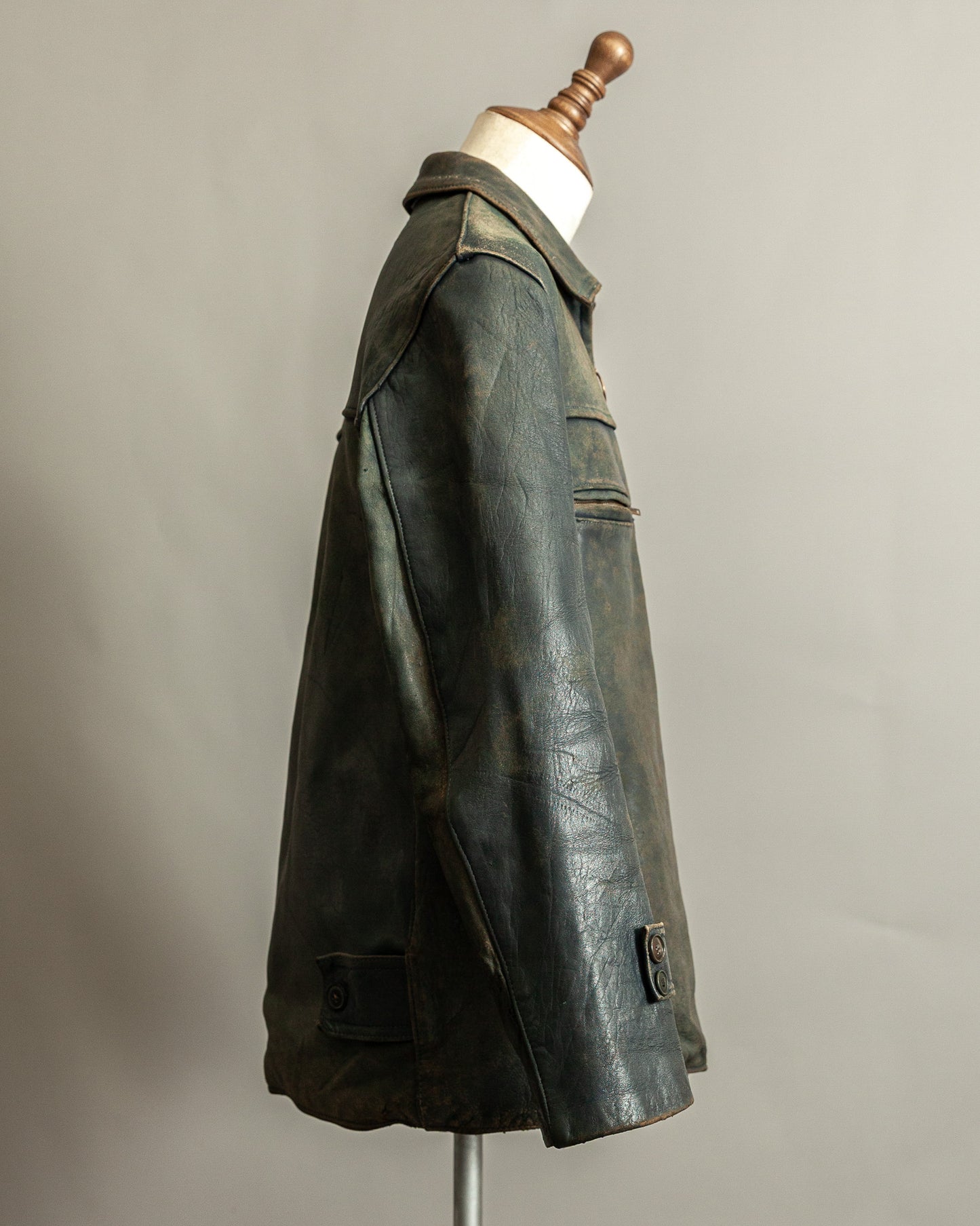 Vintage 1940s French Leather Work Jacket Large (44)