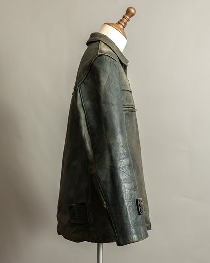 Vintage 1940s French Leather Work Jacket Large (44)