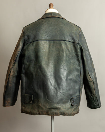 Vintage 1940s French Leather Work Jacket Large (44)