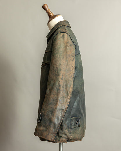 Vintage 1940s French Leather Work Jacket Large (44)
