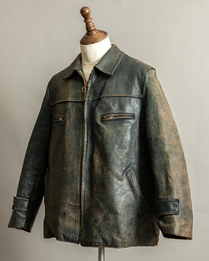 Vintage 1940s French Leather Work Jacket Large (44)