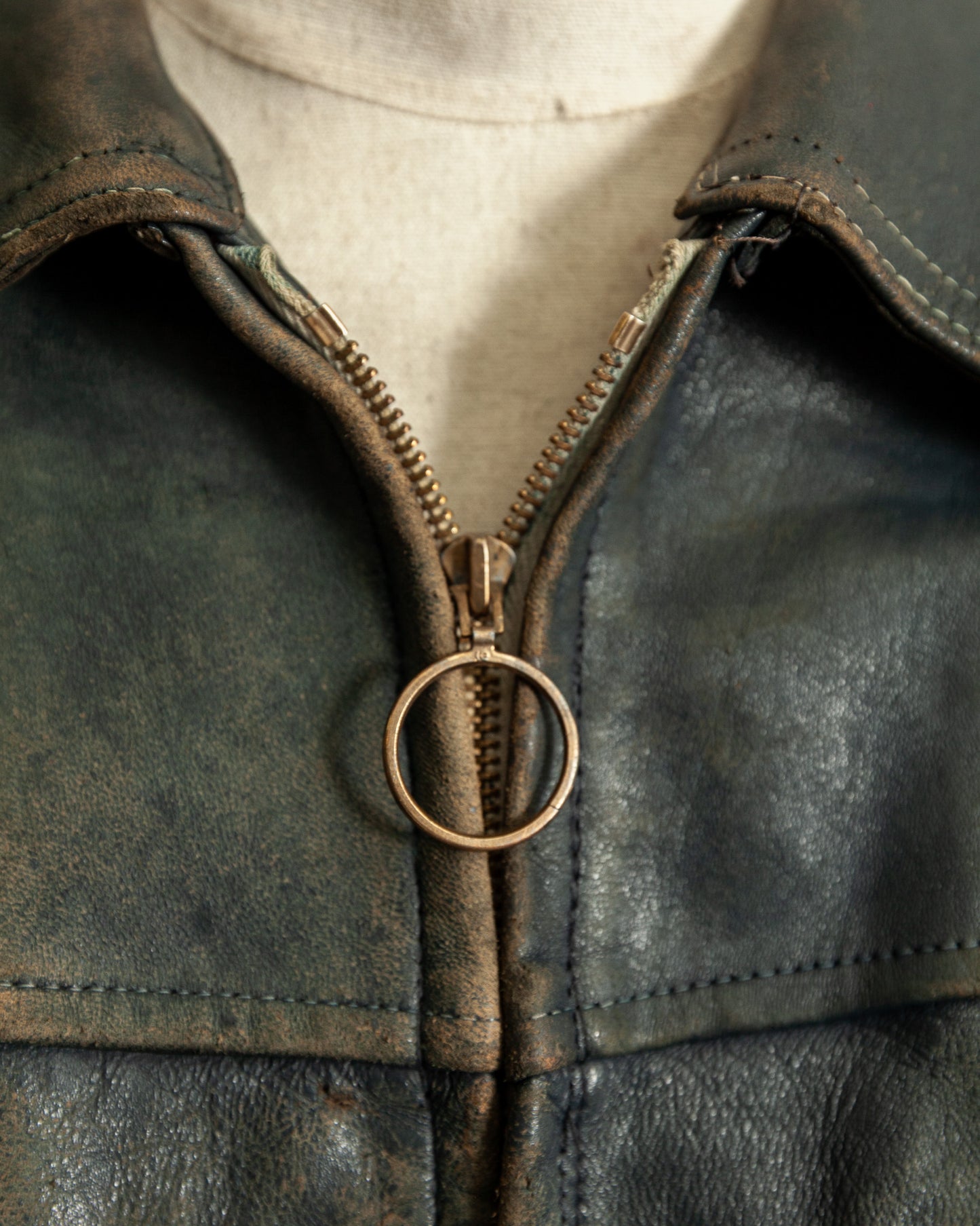 Vintage 1940s French Leather Work Jacket Large (44)