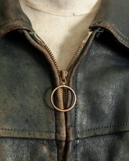 Vintage 1940s French Leather Work Jacket Large (44)