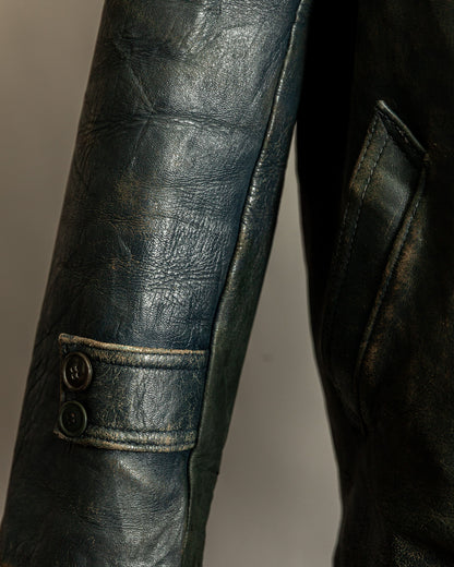Vintage 1940s French Leather Work Jacket Large (44)