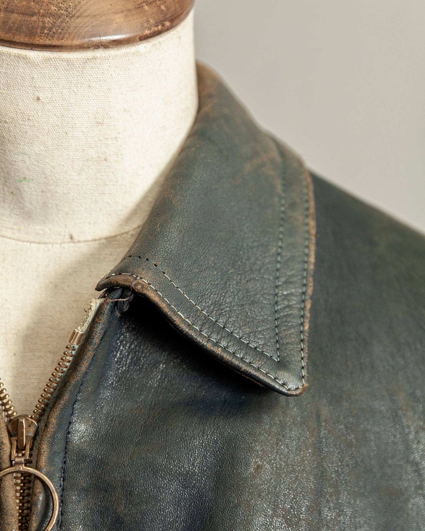 Vintage 1940s French Leather Work Jacket Large (44)