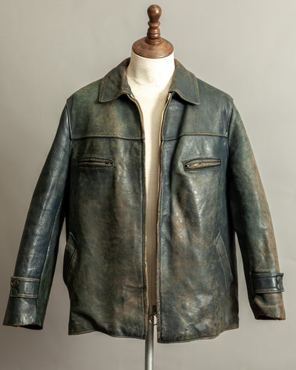 Vintage 1940s French Leather Work Jacket Large (44)