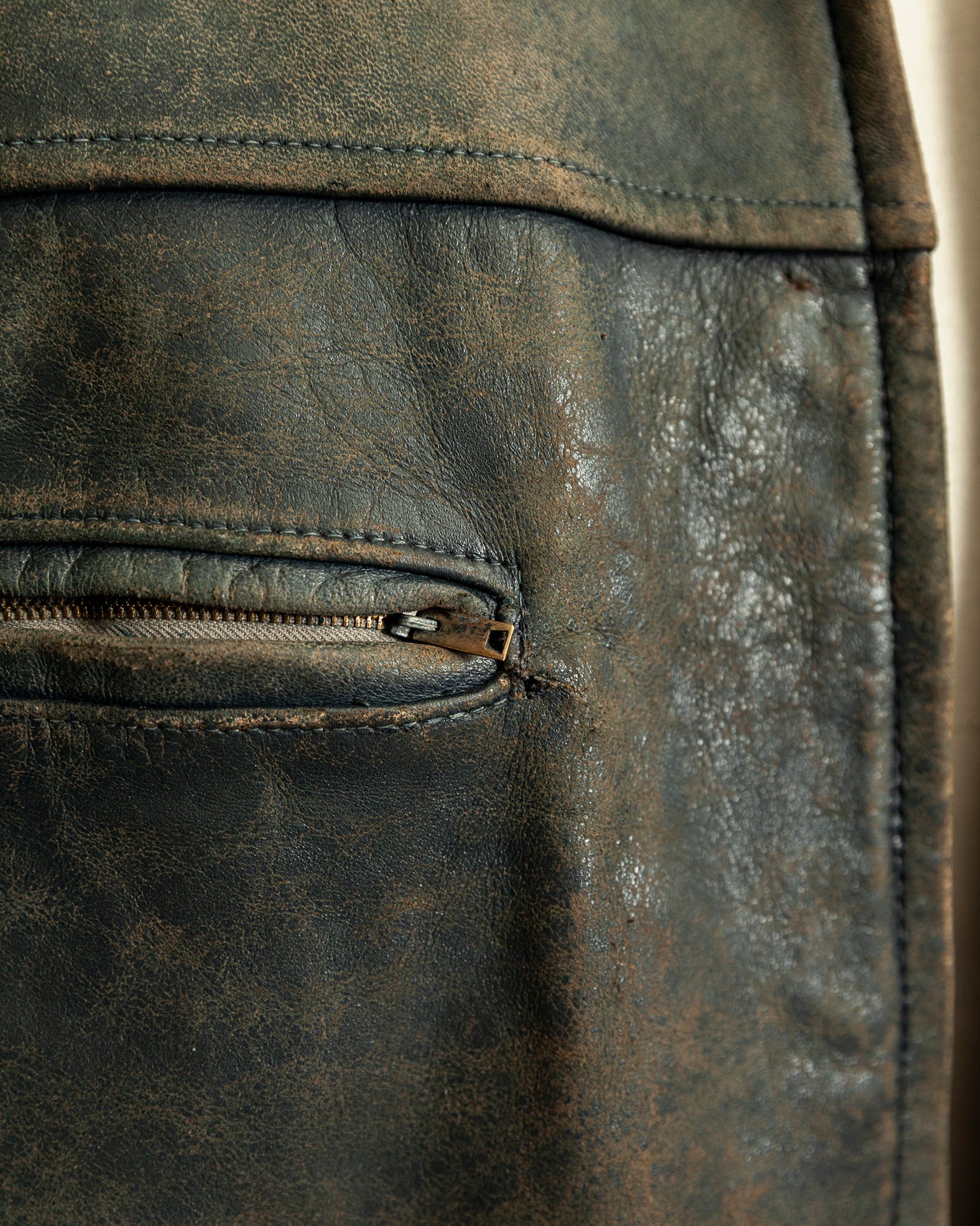 Vintage 1940s French Leather Work Jacket Large (44)