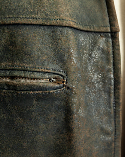 Vintage 1940s French Leather Work Jacket Large (44)