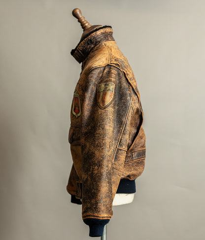 Vintage 1987 Avirex G-1 “Flying Tigers” Russian Model Leather Flight Jacket Large (44)