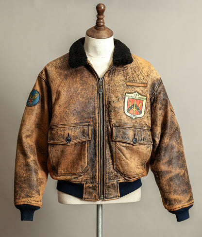 Vintage 1987 Avirex G-1 “Flying Tigers” Russian Model Leather Flight Jacket Large (44)