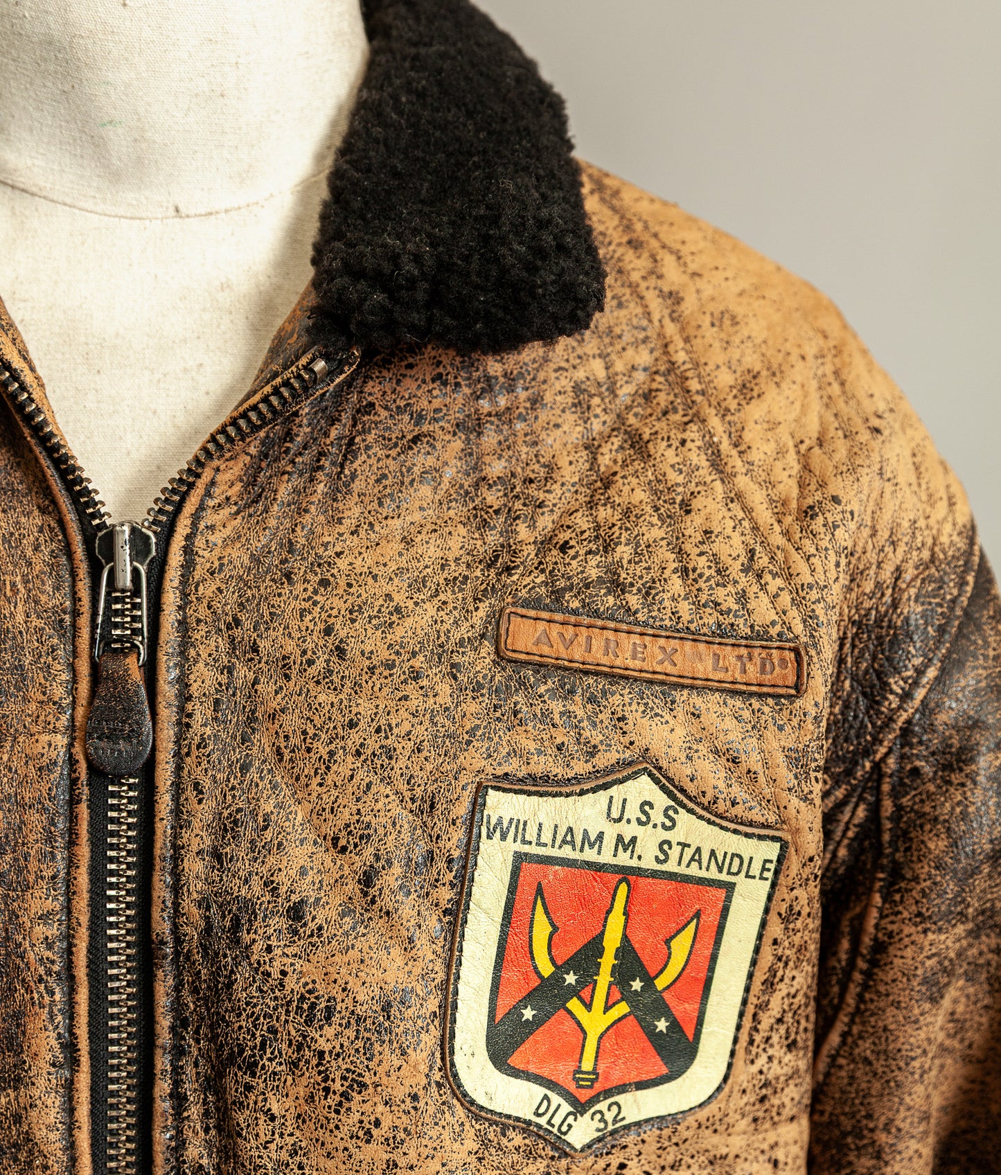 Vintage 1987 Avirex G-1 “Flying Tigers” Russian Model Leather Flight Jacket Large (44)